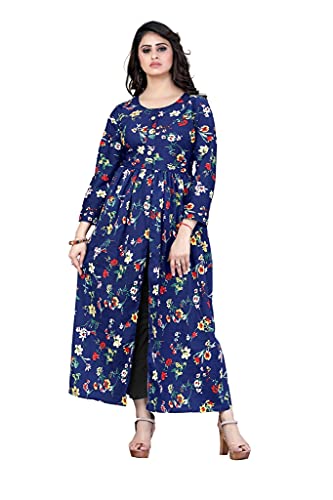 Image of H.E HAMZA ENTERPRISER Printed Crepe Material Brown Western Dress For Women