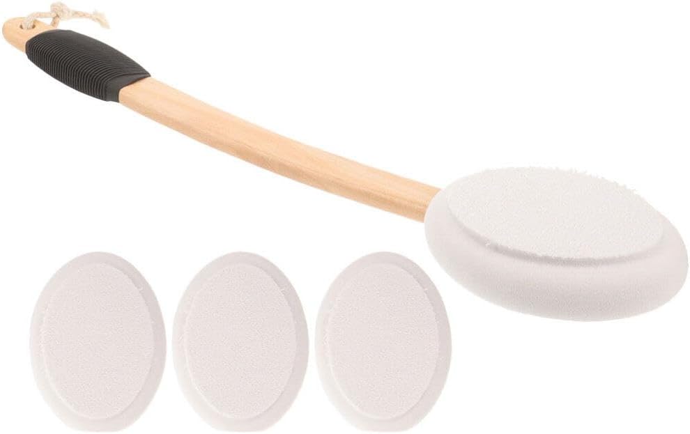 NOLITOY Lotion Applicator Back Brush Set Sun Screen Applicator 3 Replacement Heads Anti-Slip Bath Brush for Smooth Application Stylish Home Decor