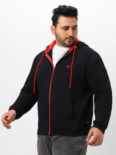 Image of Urbano Plus Men's Cotton Zippered Hooded Casual Winterwear Sweatshirt