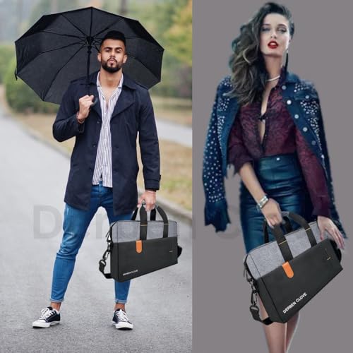 Image of DERBEN CLOVE laptop messenger 15.6 inch bag | handbag briefcase office side shoulder sling bag for women | stylish daily office going for men and ladies | Lightweight Padding Spacious - Black /Grey