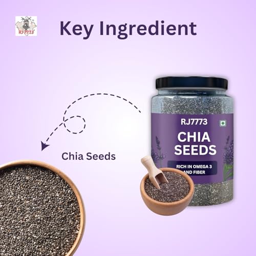 Image of RJ 7773 Chia Seeds - 100% Clean Chia Seeds for Eating | Certified Organic | Seeds for Weight Management | Rich in Calcium, Protein & Fiber, Omega 3 and Antioxidant | Healthy Snacks (1Kg)
