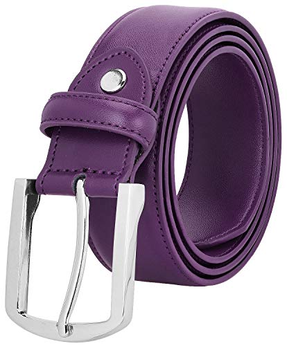 Falari Herren-Gürtel aus echtem Leder mit einfacher Dornschnalle, 16 Farben - Violett - 32 (Taille 30)
