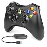 Labtec Wireless Controller for Xbox 360, 2.4GHZ Gamepad Joystick Wireless Game Controller for Xbox 360 & Slim Console and PC Windows XP/7/8/10(Black)