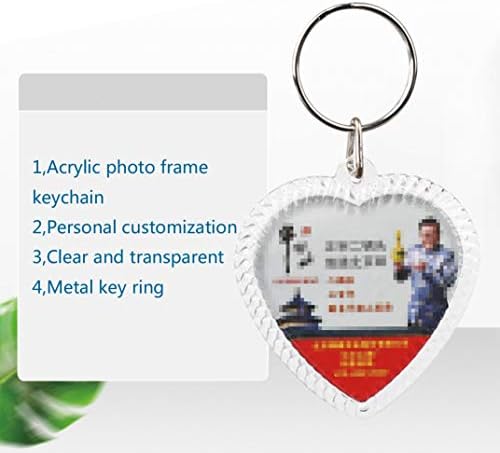 UPSTORE 25Pcs Clear Acrylic Blank Photo Keyring Heart Shape Photo Keychains Insert Personalized Keychain Snap in Insert Picture Frame Key Chain Keyrings Key Holder Great for DIY Gift