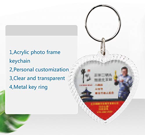 25Pcs 2 Acrylic Photo Keychain Snap-In Keychain Double Sided Blank Custom Frames Heart-Shaped Clear Insert Photo Picture Frame With Keyring Christmas Ornaments Keyring Holder(Embossed Edges) #TOP5
