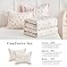 Joyreap 3pcs Cotton Comforter Set for Girls, Pink Floral Design, Twin Size Soft n Cozy Bedding Comforter Set for All Season- 68x88 inches