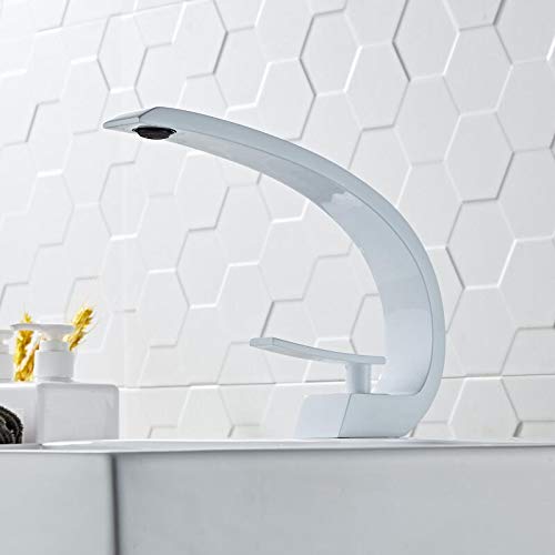 Mitigeur monotrou de lavabo en laiton blanc haute qualité pour vasque - 4