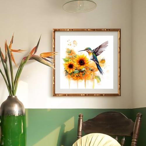 Stalente Diamond Painting Kits for Adults Hummingbird Sunflower, 5D DIY Diamond Art Kits for Beginners Round Full Drill Diamond Painting for Home Wall Decoration Gift 12×12inch, Bird - Thumbnail 7