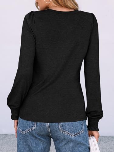 AUTOMET Womens Fall Long Sleeve Shirts 2025 Business Dressy Casual Top Fashion Pleated Tunic Blouses Trendy Clothes Outfit4