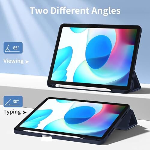 Image of TGK Trifold Flip Case Cover for realme Pad 10.4 inch Smart Flexible with Pencil Holder (Blue)