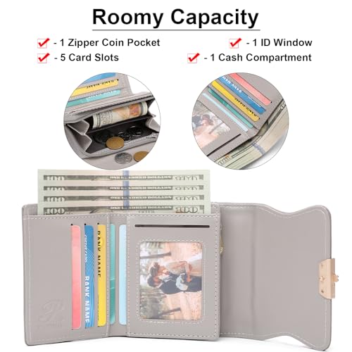 Leather Small Womens Wallet RFID Blocking Bifold Card Holder Cute Wallet for Woman with Zipper Coin Pocket4