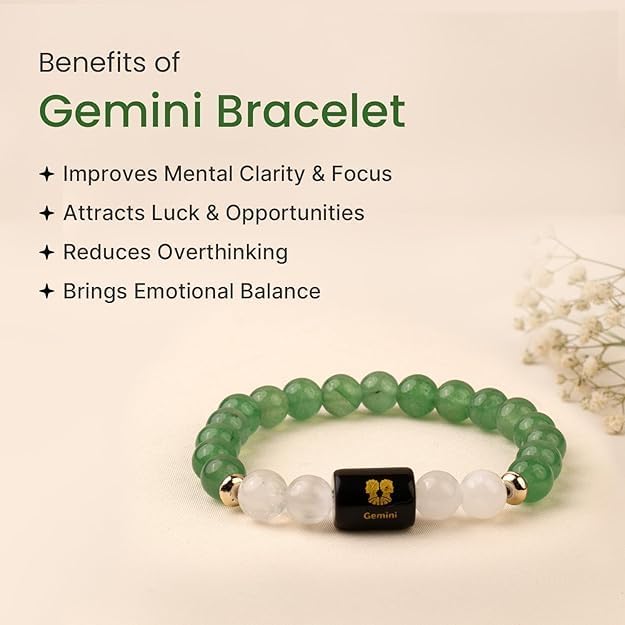 Astrotalk Zodiac Crystal Bracelet | Balances Energy & Enhances Positivity | Certified Healing Crystals with Certificate | Astrology Bracelet for Man & Woman | Gift for Man & Woman (Gemini Zodiac Bracelet)