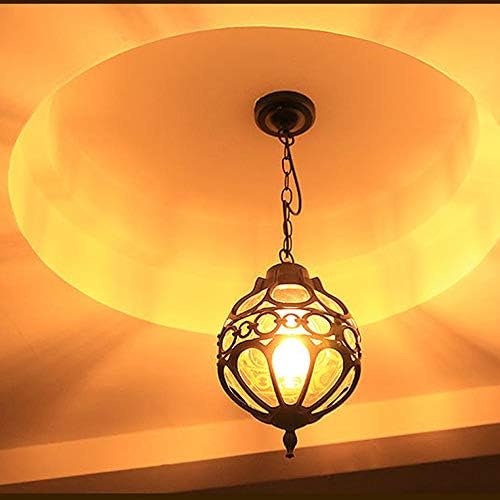 Mengjay Outdoor Pendant Light Lantern, Waterproof Hanging Ceiling Light with Glass Globe, E27 Pendant Lights, Retro Pendant Lamp for Restaurant Bar Kitchen Porch Entrance (Black)