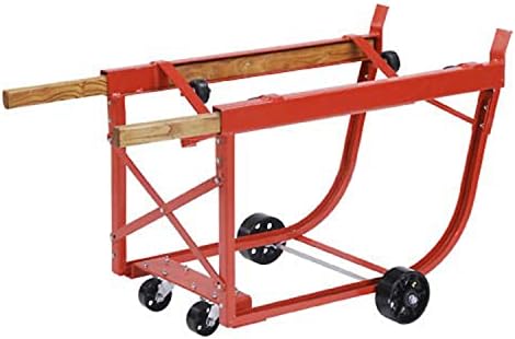 Miniatura 8 de Global Industrial Cuna de tambor resistente, asas de madera y ruedas de acero, color rojo