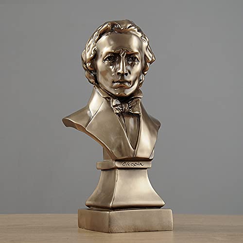 Zksylsm Chopin Bronze Bust Sculpture Ornament,Composer Chopin Resin Statue Crafts,Home Office Music Living Room Piano Tabletop Bookshelf Decoration #TOP6