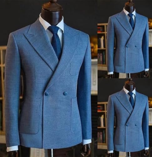 Men's Double Breasted Blazer Suit Jacket Slim Fit Dinner Party Prom Wedding Coat2