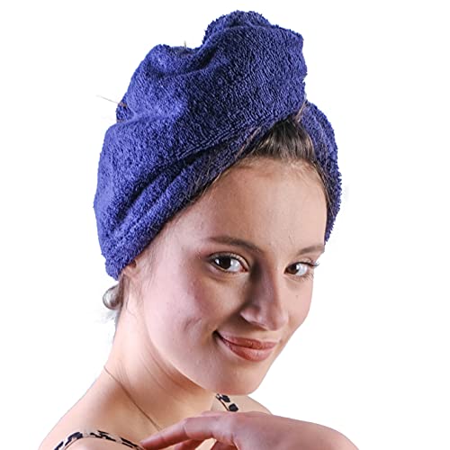 LLAMAXY 100% Pure Organic Cotton Hair Towel - Quick Twist Rapid Dry Turban Wrap for Adults