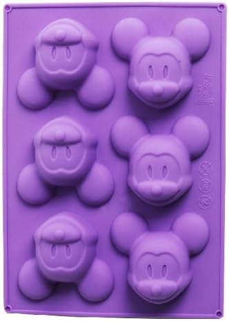 Homwish - DIY Large 6 Mickey Mouse Shape Ice/Cake/Chocolate/Sugar Decorating Silicone Mini Cube Craft Fondant Mold Tray