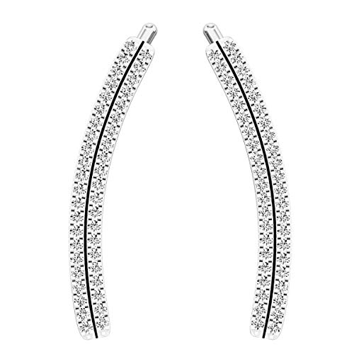 Dazzlingrock Collection 0.15 Carat (Ctw) 10K Round White Diamond Ladies Double Row Crawler Climber Earrings, White Gold #TOP1