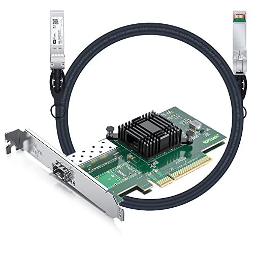 H!Fiber.com 0.5m 10G SFP+ DAC con tarjeta de red 10Gb, puerto único SFP+, PCI Express x8, compatible con Windows Server y Linux/VMware miniatura 1