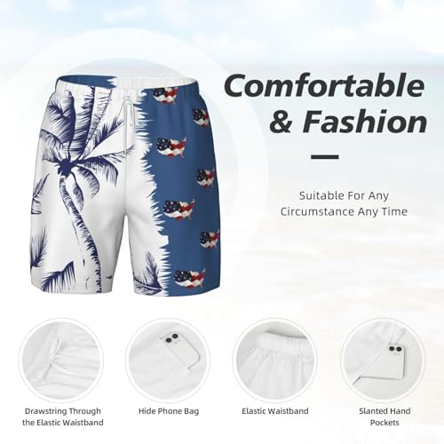 Mens Swim Trunks Beach Board Shorts with Compression Liner Quick Dry Swimsuit Swimming Bathing Suits with Pockets4