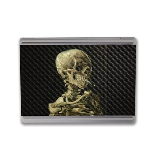 Image of MightySkins Carbon Fiber Skin Compatible with Microsoft Surface Laptop Go 3 (2023) Full Wrap Kit - Skull with Cigarette | Protective Durable Textured Carbon Fiber Finish | Made in The USA