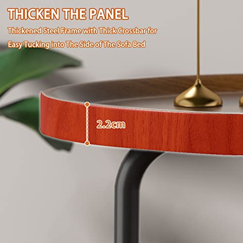 Image of TV Tray Table, Flip-Top & Rounded Metal Corners, Snack Table for Couch, Sofa, Bed, Chair, Living Room, C Shaped End Side Table for Eating, Dinner or Laptop, Small Spaces