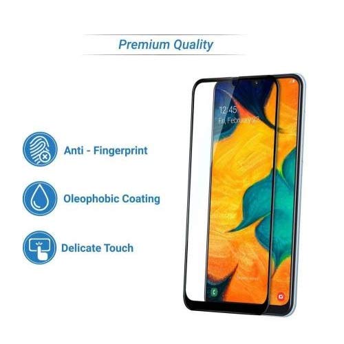 Image of STP FEEL Tempered Glass Screen Protector Compatible for Samsung Galaxy A50S / A50 (6.4 Inch) HD Clear, Bubble-Free, Anti-Scratch Full Protection Durable Tempered Glass (Black, Pack of 1)