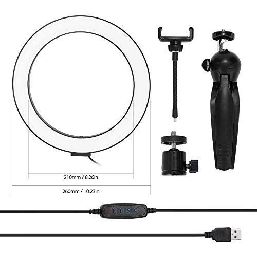 Andoer Luz redonda selfie de LED regulável de 10