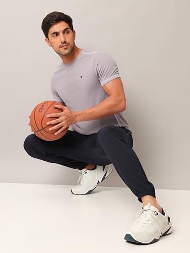 Image of TECHNOSPORT Men's 100% Polyester Slim Fit Solid Short Sleeve T-Shirt for Gym, Workout, Sports and Regular Use - Pack of 2