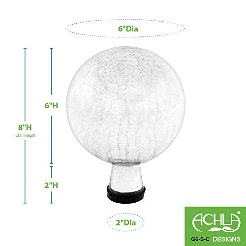 Achla Designs 6-Inch Crackle Gazing Globe Ball, Silver - Thumbnail 3
