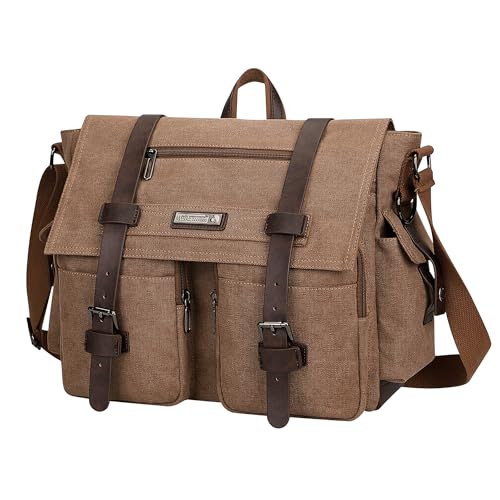 Image of WITZMAN Vintage Canvas Messenger Bag for Men Large Satchel Bags Crossbody Shoulder Fit 17 inch Laptop