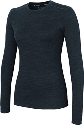 Terramar Women's Thermawool Merino Wool Long Sleeve Crew Hoodie, Smoke Heather, Small (6-8)