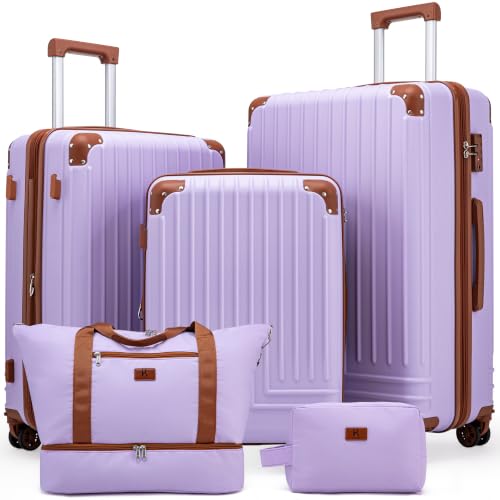 Image of KUNEL Luggage Sets 5 Piece, Hardshell Expandable Suitcase, 20 /24 /28inch