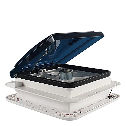 HINOPY Ventilateur de toit à fermeture éclair - 12 V - Pour camping-car - Réversible - Avec lumière LED - 28 x 28 cm