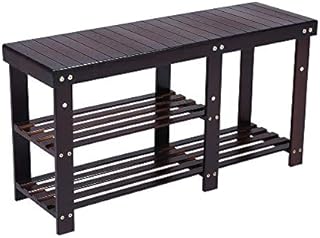 KKTONER Bamboo Shoe Rack Bench 3 Tier Entryway Shoe Storage Organizer Shelf (Brown)