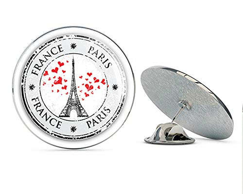 France Paris Grunge Stamp Round Metal 0.75