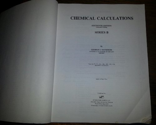 Chemical Calculations Series B 0875635784 Book Cover