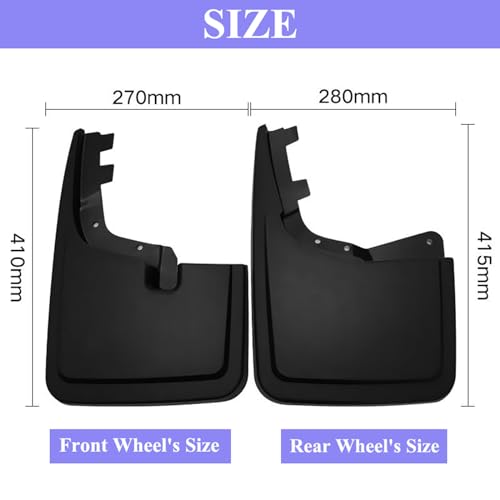 Image of Mud Flaps Compatible with Ford F150 2021 2022 2023 2024, All Weather Fl50 Guard Mud Guards Splash Front & Rear, 4PCS /Set (Not fit Lightning, Raptor and Fender Flares)