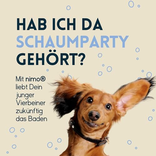 nimo® Welpen Shampoo sensitiv | ohne Duftstoffe & pH-Neutral mit Kollagen | für alle Hunderassen und Sensible, allergische Welpen | für bessere Kämmbarkeit & glänzendes Fell, 100% tierleidfrei