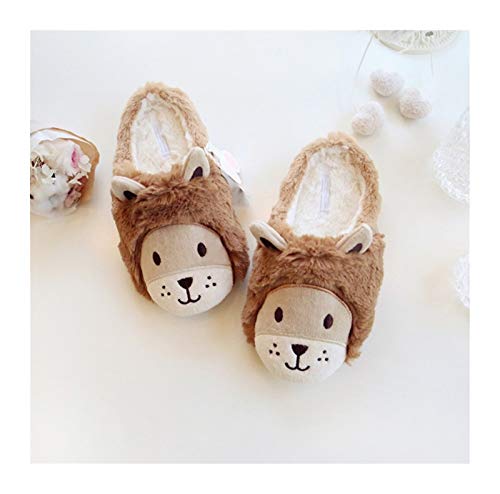 Luckylele Cartoon Pluche Slippers Dames Meisjes Leeuw Warm Pluche Schoenen Zachte Zool Indoor Home Lam Slippers Dier Cartoon Slippers Winter katoenen dweil (Color : Brown, Size : 4.5/5 UK) - Image 4