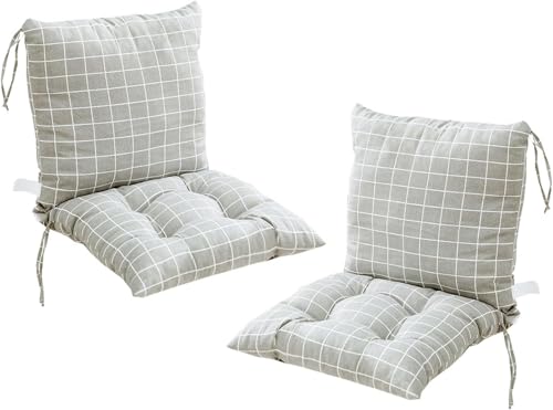Eivdru 40X80cm 2 Stück Stuhlkissen mit Rückenteil Sitz, Niedriglehner Auflage Polsterauflage Gartenstuhl, Rückenkissen mit Bänder,...