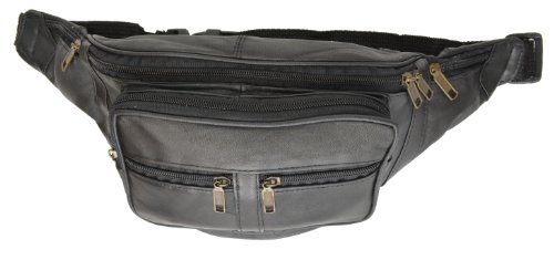 Sac banane en cuir véritable Marshal noir pour ranger ses affaires en sécurité