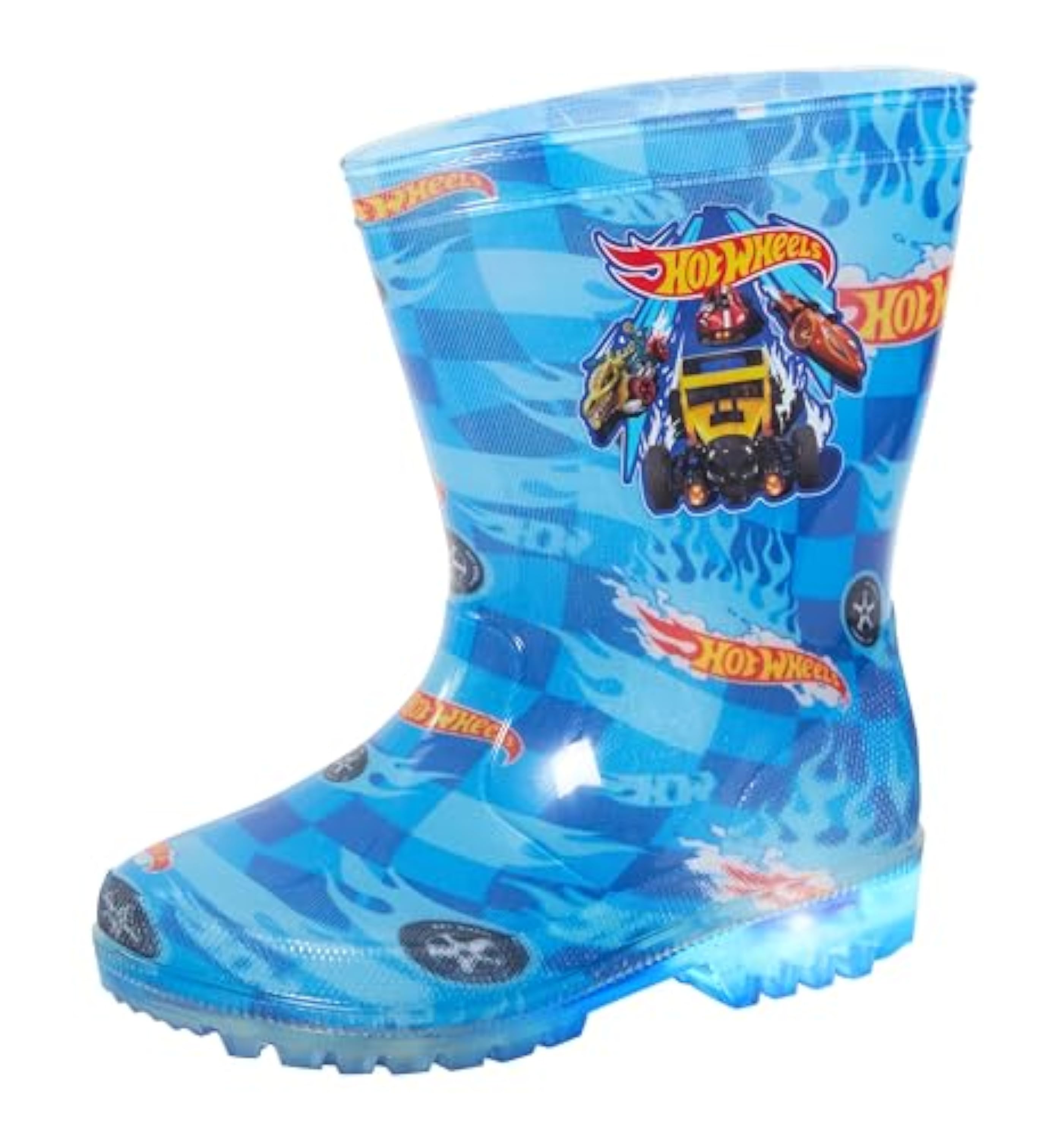Hot Wheels Botas de lluvia con luces para niños, botas de agua con luces, Red, 25 EU