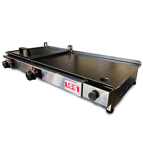 Chapa Gás Lanche Hamburguer 2 Bocas 30x70 Com Abafador Prensa LCG + Kit Gás