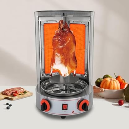 BBQ Kebabs Tischgrill Edelstahl Gas Kebab Maschine Tischplatte Barbecue Grill zum Grillen von Rind, Schwein, Huhn, Wurst, Hackbraten, Fisch, Gemüse, Obst 220V, 50Hz， 4.3KW – Bild 5