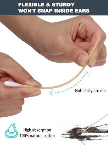 Image of Dog Ear Swabs 600 Count Refill - 6 Inch Bamboo Cotton Swabs for Dogs & Cats, Lint-Free Large Absorbent Round Tips for Ear Wax Cleaning & Tear Stain Removal, 6 Resealable Packs (No Box)
