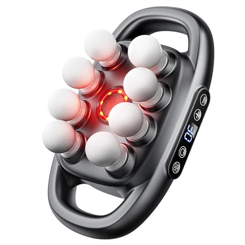 8 Head Massage Gun Deep Tissue, 16-Antrieb 8-Kopf-Massagepistole, 3D Muskel Massagegerät mit 30 Geschwindigkeiten 3 Modi & Rot Licht, Elektrisches Massagegerät für Beine, Taille, Rücken, Gesäß