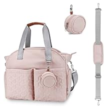 Breast Pump Bag - Baby Diaper Tote Bag with Laptop Sleeve and Insulation Pocket, Fit Most Breast Pumps Like Medela, Spectra S1,S2 Pink