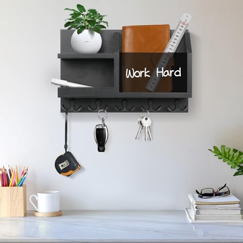 Hausanlee H-KH001 Key Holder Wall Mount,Farmhouse Key And Mail Holder For Wall With 5 Double Hooks And Acrylic Board,Wooden Hanging Key Rack thumb #5